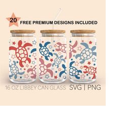 fourth of july turtle, 16 oz libbey glass svg, fourth of july svg, patriotic svg, sea turtle svg, svg for cricut, digita