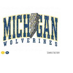 retro varsity leopard lightning bolt png instant download, mi lightning bolt sublimation svg & png