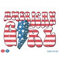 retro american girl stripes star lightning bolt png, america flag stripes png, 4th of july png, vintage america sublimat