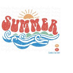 retro summer png, summer png, beach summer wave, vintage happy summer beach sea wave sublimation shirt design.  png, jpe