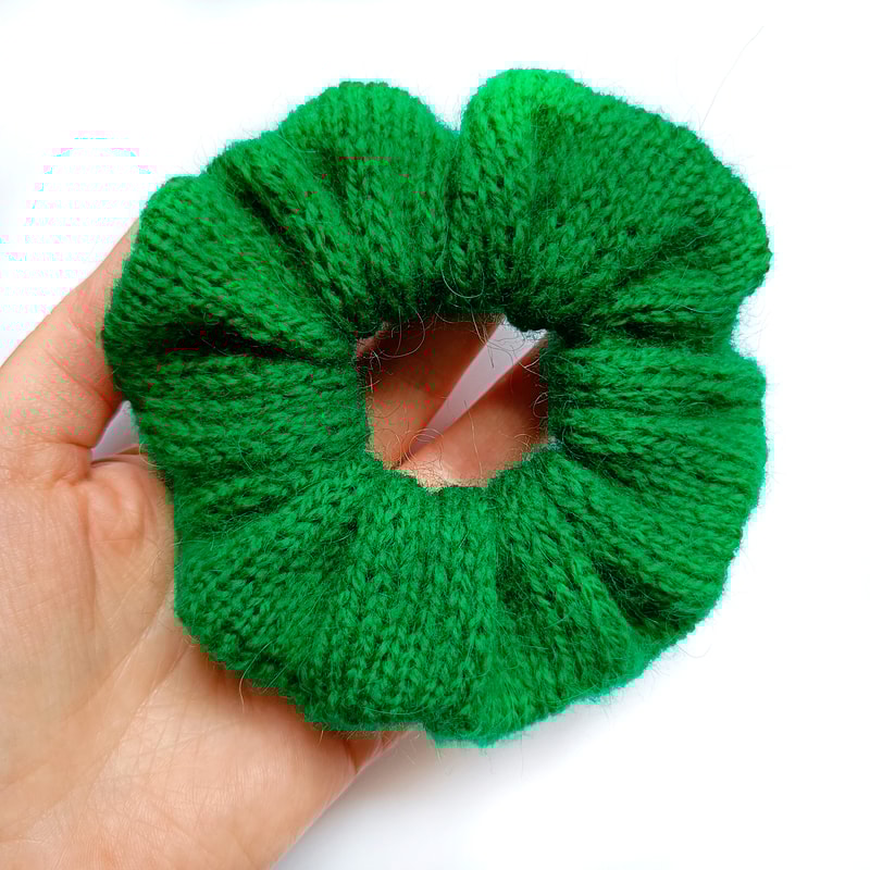 Handknit Moheir Green color Scrunchies for women Christmas gift for her Gift for women Valentine day gifts Moheir Scrunc