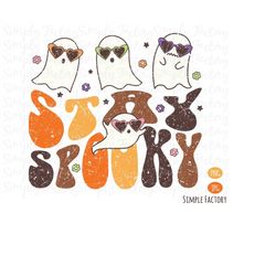 cute retro groovy stay spooky halloween ghost png, groovy ghost png, vintage halloween groovy ghost stay spooky sublimat