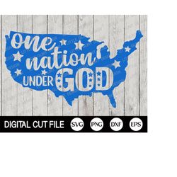 4th of July Svg, One Nation Under God, American Flag Svg, Independence day, Memorial Day, American Map, Christian Svg, S