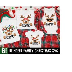 reindeer family christmas svg bundle, christmas svg, christmas gift, xmas matching family name shirt, svg files for cric