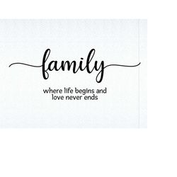 Family Where Life Begins and Love Never Ends SVG, Family Svg, Home Svg, Love Svg, Cut Files, Silhouette Files, Download,