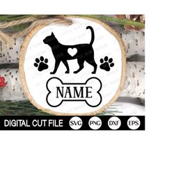 pet christmas ornament svg, cat christmas monogram, cat ornaments cut file, pet memorial, animal christmas svg, png, svg