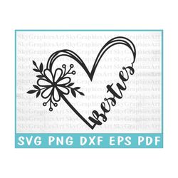 besties svg, best friends svg, friendship svg, heart svg, love svg, flower svg, best friends shirt svg, cricut cut file,