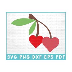 cherry with hearts svg - cherry valentines day svg - cute cherry heart svg - cherry sweet heart svg - hearts svg cut fil