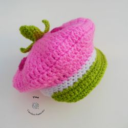 CROCHET PATTERN - Strawberry Shortcake Birthday Hat | Baby Girl Photo Prop | Crochet Halloween Hat | Sizes 0-12 Months