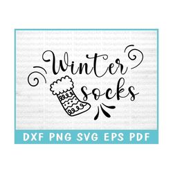 Winter Socks SVG Cut File for Cricut, Christmas Socks SVG, Winter Warmth Svg, Cozy Christmas Svg, Sock Season SVG, Snowf