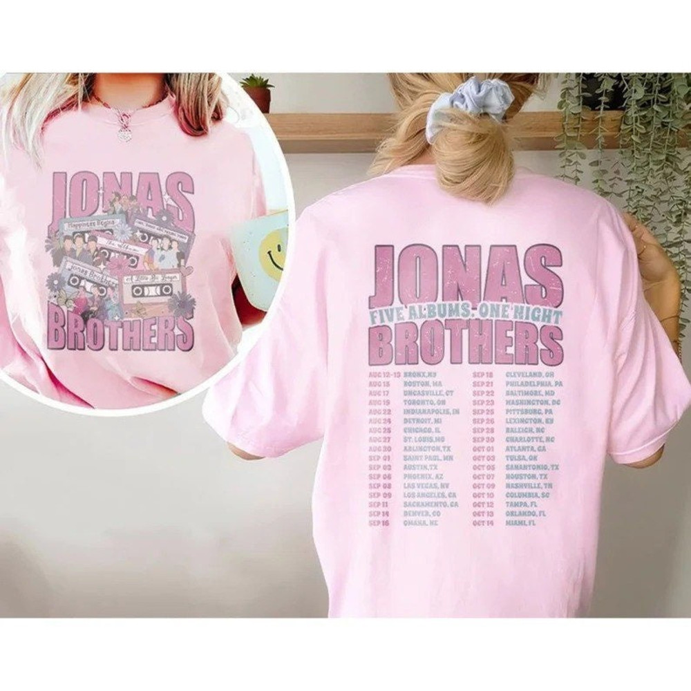 Jonas Brothers Band Vintage T-Shirt, Jonas Brothers Five Albums One Night Tour Sweatshirt, Pop Rock Concert, Music Band Merch, Gift For Fan - 3.jpg