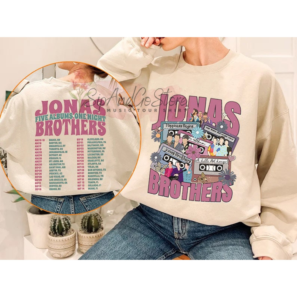Jonas Brothers Tour 2023 Shirt, Five Albums One Night Tour TShirt, Jonas Brother Merch, Joe Jonas Homage Tee, Concert 2023 Retro Unisex Gift - 2.jpg