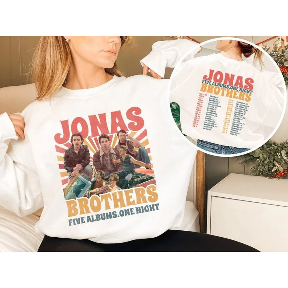 Vintage Jonas Brothers Shirt, Jonas Brothers Five Albums One Night Tour Sweatshirt, Jonas Brothers The Albums T-Shirt, Jonas 90's Tee - 3.jpg