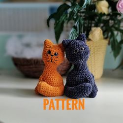 Cat crochet pattern, Plush amiguruti toy, Do it yourself, Beginner crochet, Easy to follow crochet pattern, Sitting cat