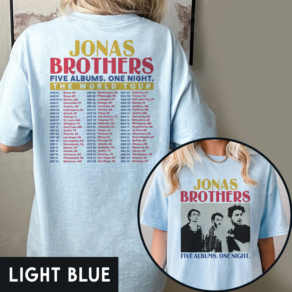 Jonas Brothers Double Sided T shirt, Five Albums One Night Tour Dates Shirt, Concert 2023 Retro Unisex Gift, Jonas Brothers SweatShirt - 6.jpg