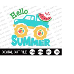 hello summer svg, truck beach svg, vacation svg, hello summer holiday shirt, summer quote svg, dxf, svg files for cricut