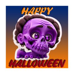 happy halloween, sticker clipart, decal, print on paper, poster, funny  scull, spooky decor, halloween fun, collection
