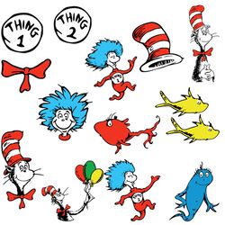 dr seuss bundle svg, dr seuss clipart, dr seuss birthday svg, dr seuss cat svg,  dr seuss fish svg digital download
