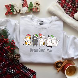 christmas cat sweatshirt, funny christmas cat shirt, meowy christmas, catmas sweater, christmas gifts, christmas cat mom