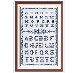 Alphabet - Cross Stitch Pattern -  Antique Sampler - PDF Counted Vintage Pattern - Reproduction of 19th century