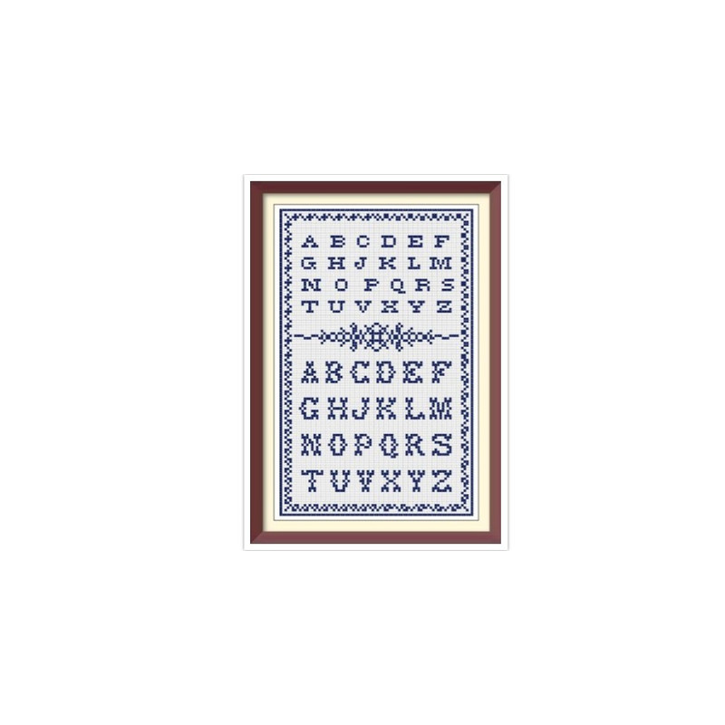 Alphabet - Cross Stitch Pattern - Antique Sampler - PDF Counted Vintage Pattern - Reproduction of 19th century.jpg