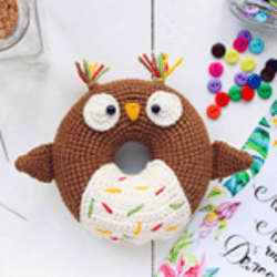 crochet owl donut , amigurumi pattern pdf