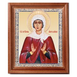 St Angelina of Serbia -  Skenderbeg Brankovich  | In wooden frame with glass | Lithography icon | Size: 6" x 5"