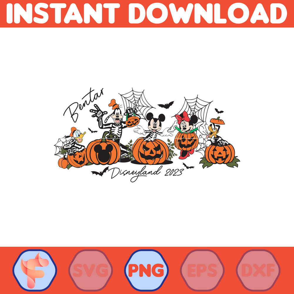 Mickey Characters Halloween Watercolor PNG For Cricut, Mickey Team Scary Cute Horror Characters, Halloween Clipart sublimation PNG (4).jpg
