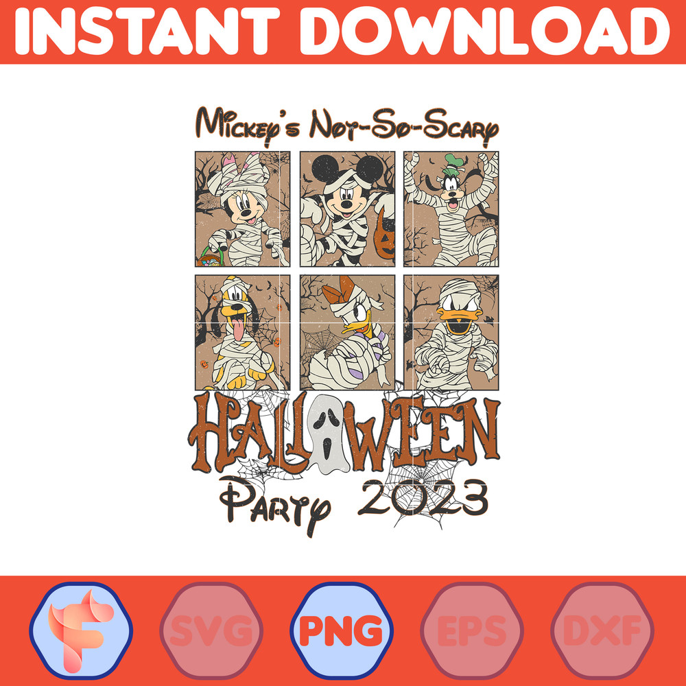 Mickey Characters Halloween Watercolor PNG For Cricut, Mickey Team Scary Cute Horror Characters, Halloween Clipart sublimation PNG (6).jpg