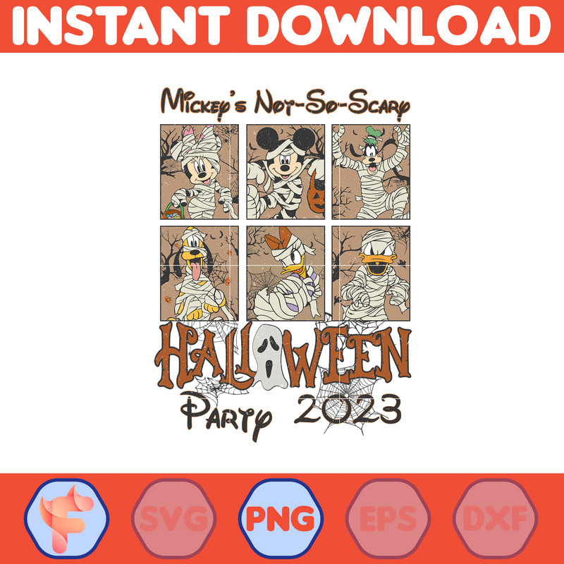 Mickey Characters Halloween Watercolor PNG For Cricut, Mickey Team Scary Cute Horror Characters, Halloween Clipart sublimation PNG (6).jpg