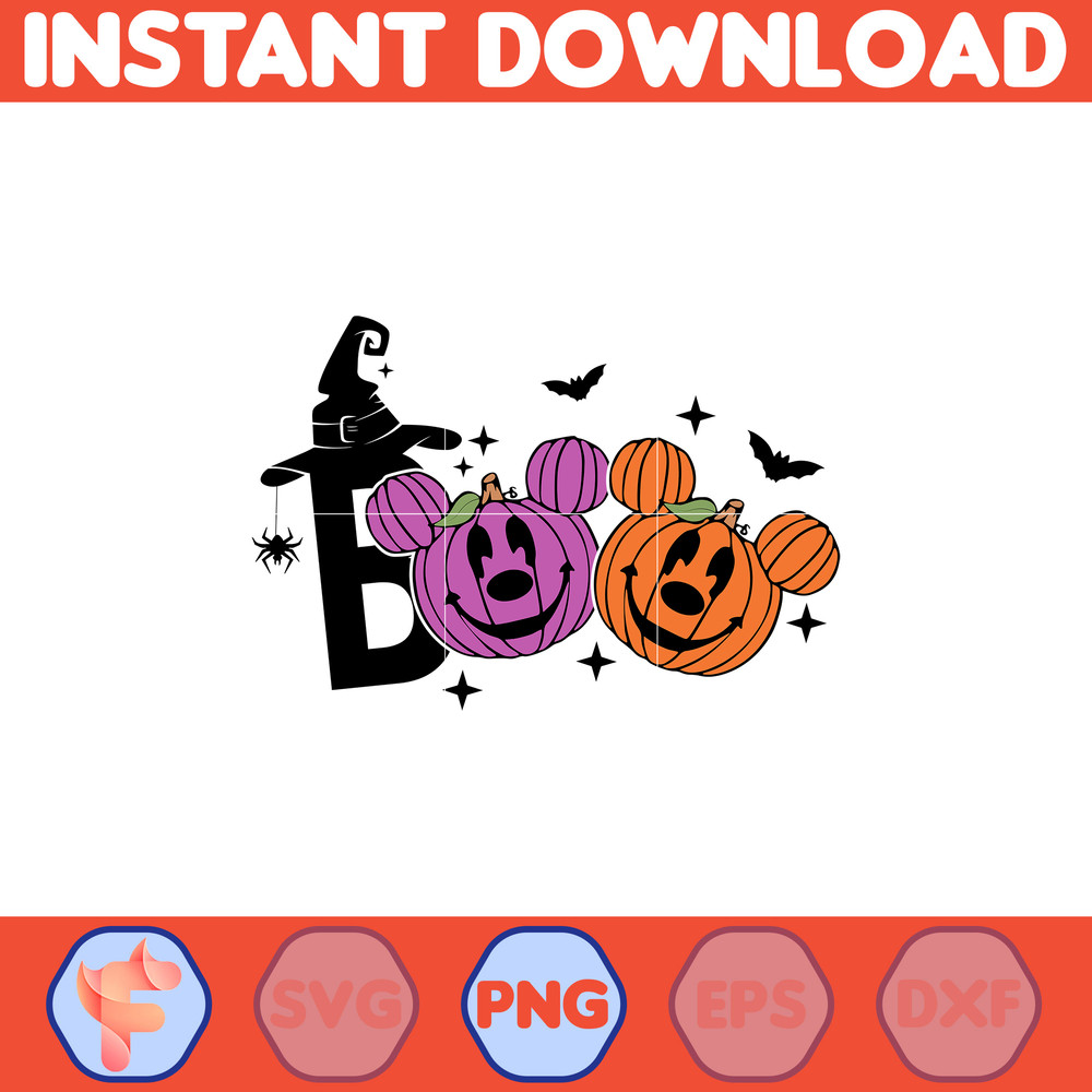 Mickey Characters Halloween Watercolor PNG For Cricut, Mickey Team Scary Cute Horror Characters, Halloween Clipart sublimation PNG (18).jpg