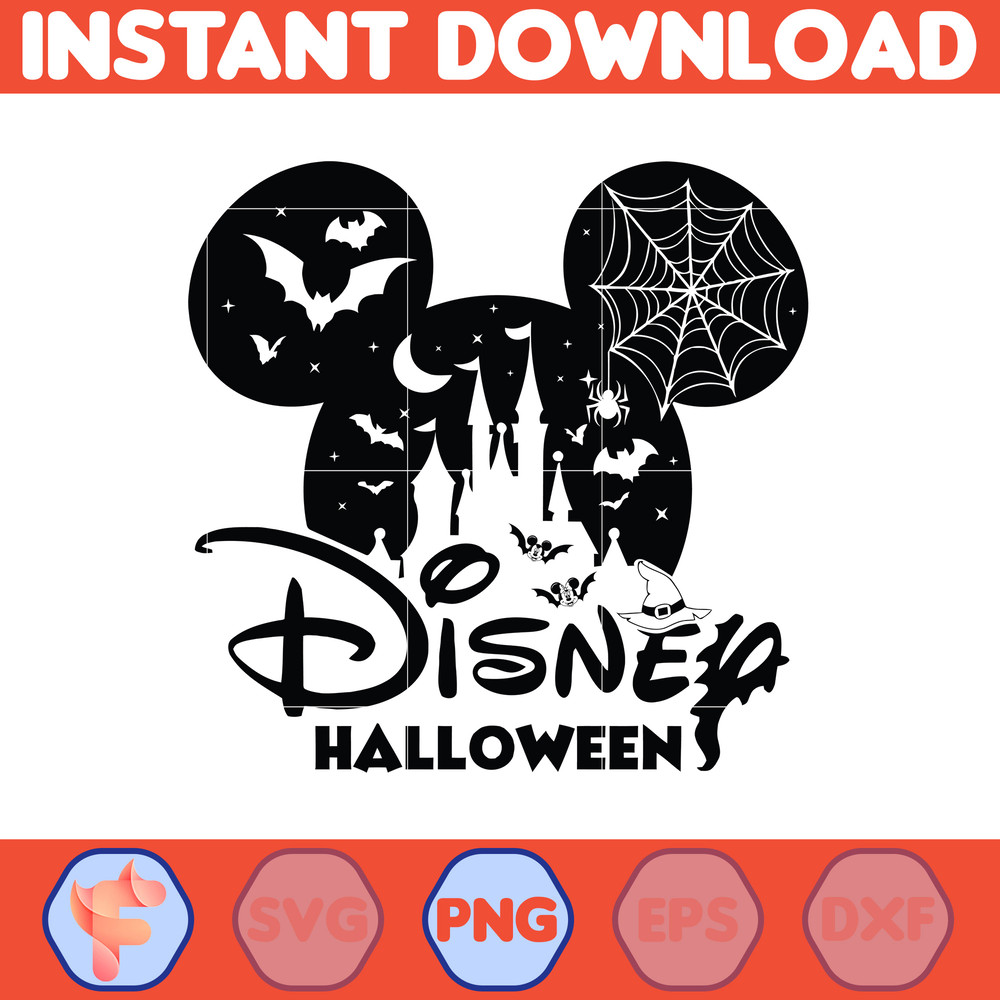 Mickey Characters Halloween Watercolor PNG For Cricut, Mickey Team Scary Cute Horror Characters, Halloween Clipart sublimation PNG (19).jpg