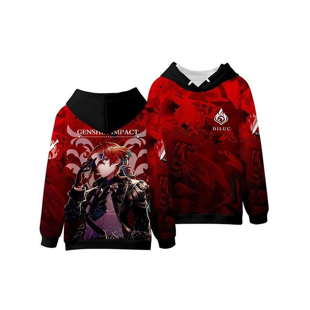 Diluc All Over Print 3D Hoodie Zip Hoodie, Diluc Genshin Impact 3D Hoodie Zip Hoodie Fleece Hoodie, Diluc Hoodie 3D