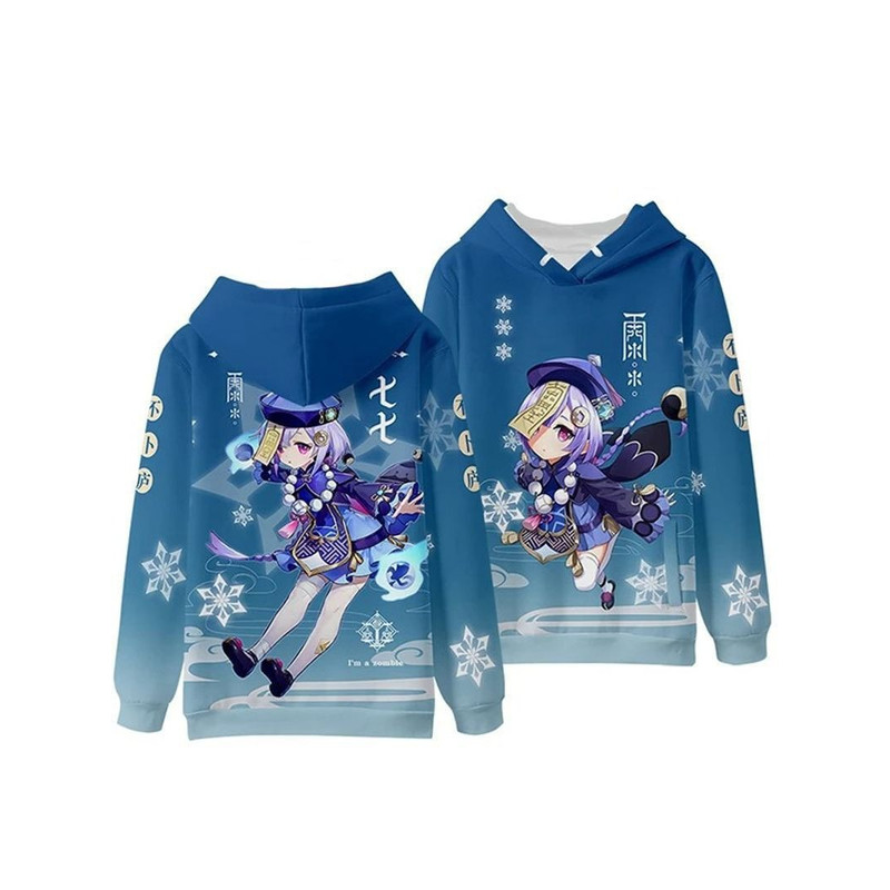 Qiqi All Over Print 3D Hoodie Zip Hoodie, Qiqi Genshin Impact 3D Hoodie Zip Hoodie Fleece Hoodie, Qiqi Hoodie 3D