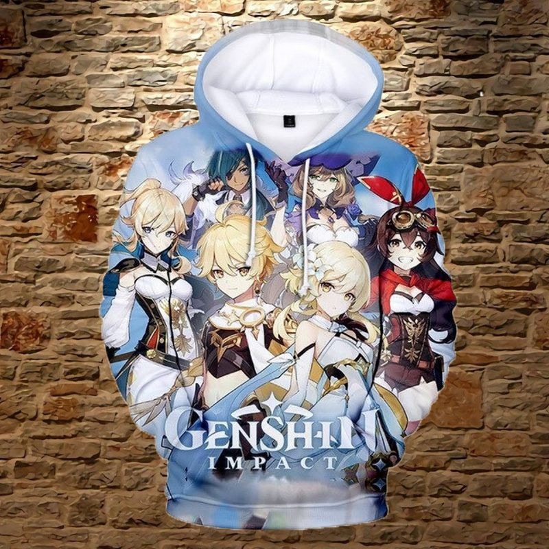 Genshin Impact All Over Print 3D Hoodie Zip Hoodie, Genshin Impact 3D Hoodie Zip Hoodie Fleece Hoodie, Genshin Impact