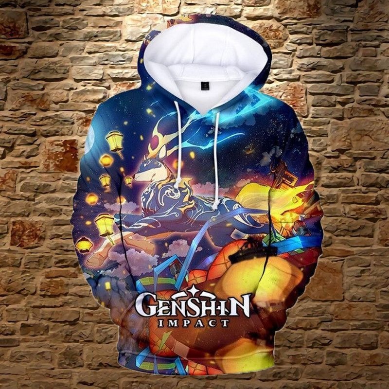 Genshin Impact All Over Print 3D Hoodie Zip Hoodie, Genshin Impact 3D Hoodie Zip Hoodie Fleece Hoodie, Genshin Impact