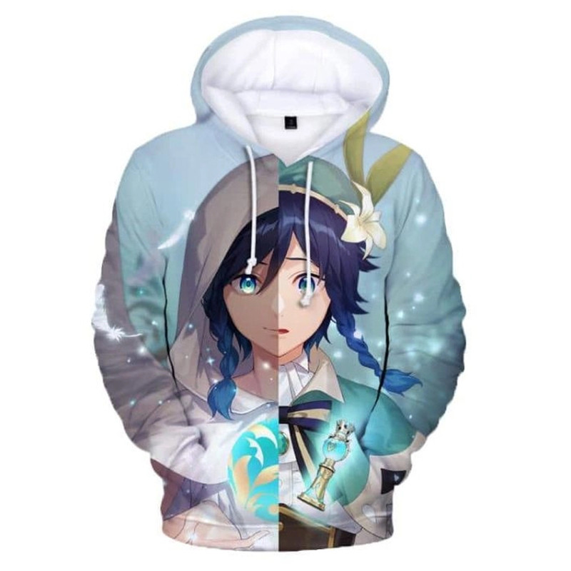 Venti All Over Print 3D Hoodie Zip Hoodie, Venti Genshin Impact 3D Hoodie Zip Hoodie Fleece Hoodie, Venti Hoodie 3D