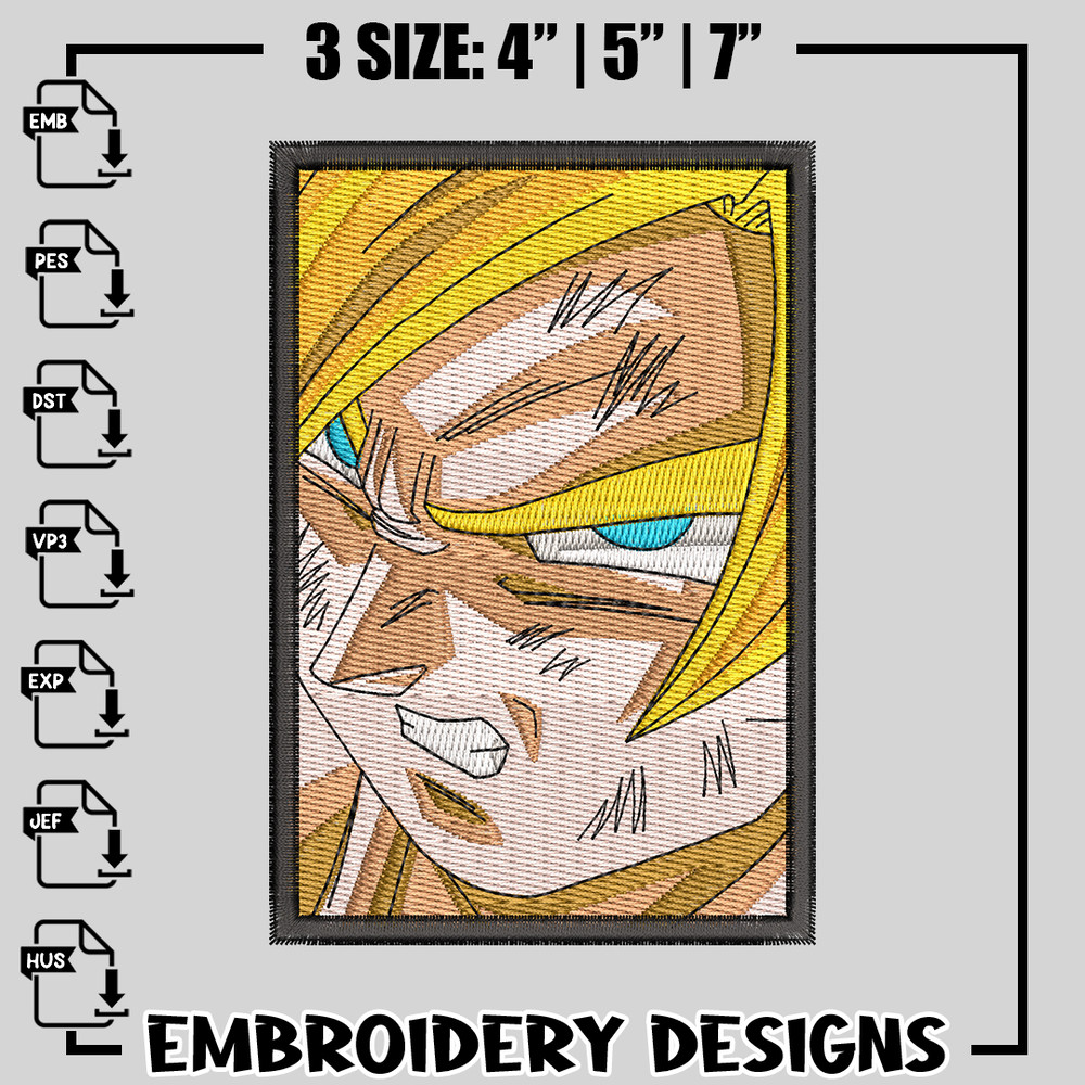 Goku Yellow embroidery design