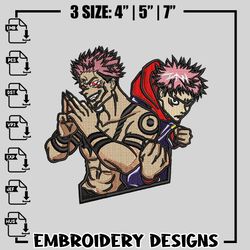 Sukuna vs Itado embroidery design, Kimetsu no Yaiba embroidery, anime design, logo design, anime shirt, Instant download