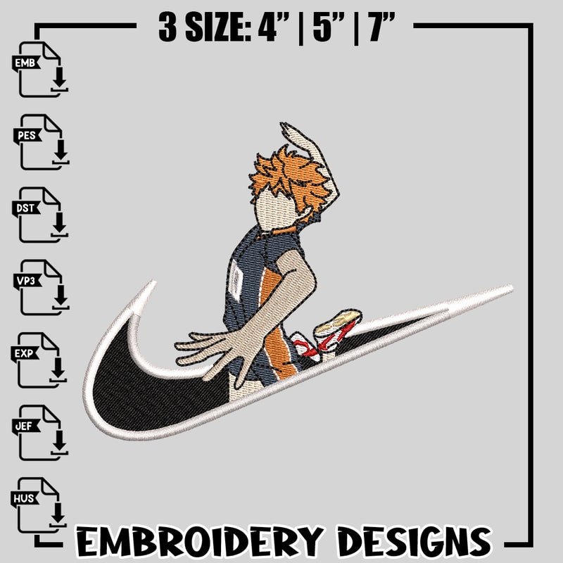 Hinata haikyuu nike embroidery design