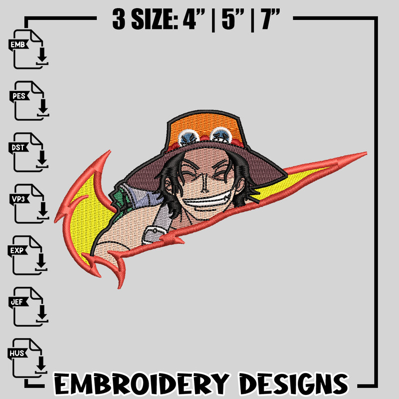 Ace dos punhos de fogo nike embroidery design