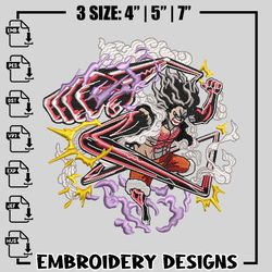 Luffy Gear 4 Snake Man embroidery design, One Piece embroidery, anime design, logo design, Instant download
