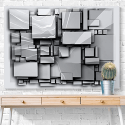 Silver Brick Wall 3D Canvas Art Modern Canvas Prints Picture