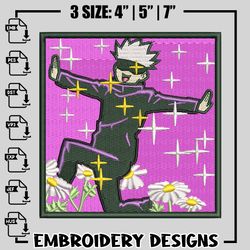 Satoru Gojo funny embroidery design, jujutsu kaisen embroidery, anime design, logo design, logo shirt, Digital download