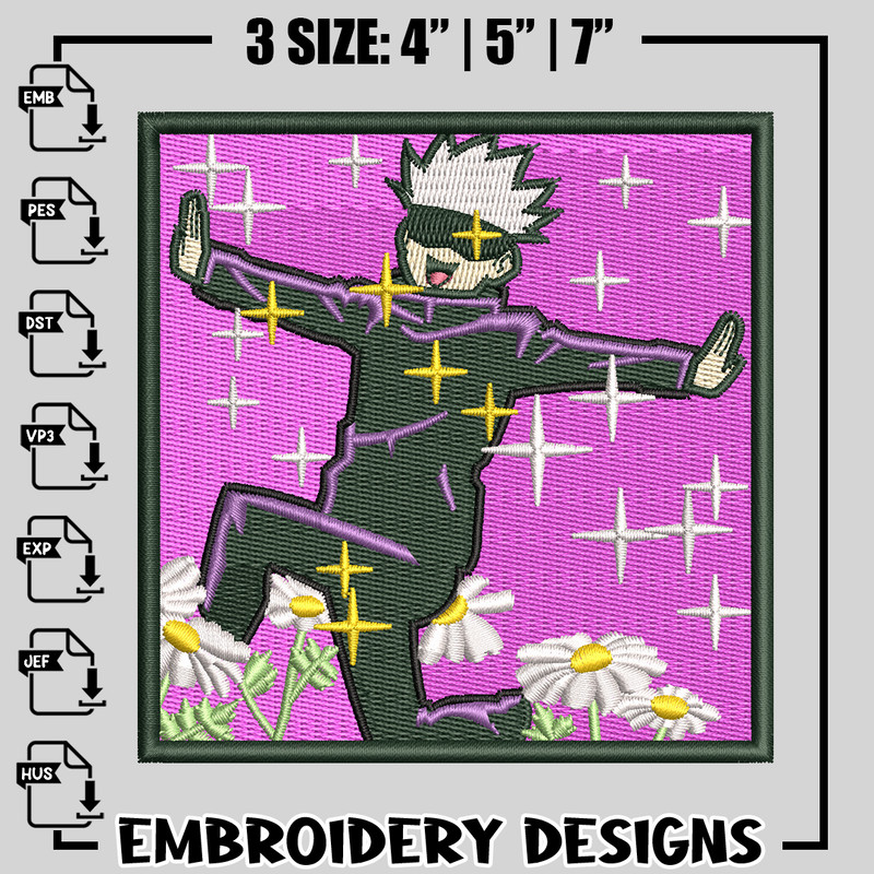 Satoru Gojo funny embroidery design