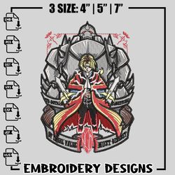 fullmetal alchemist embroidery design, anime embroidery, anime design, logo design, logo shirt, digital download