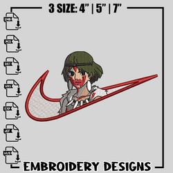 mononoke hime nike embroidery design, princess mononoke embroidery, anime design, nike design, digital download