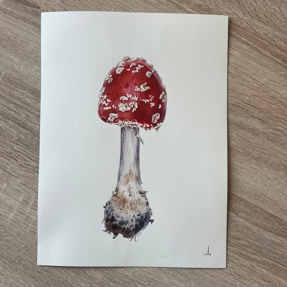 fly agaric - watercolor painting - botanical painting - plant - red painting - botany - photorealistic painting - 5.jpg