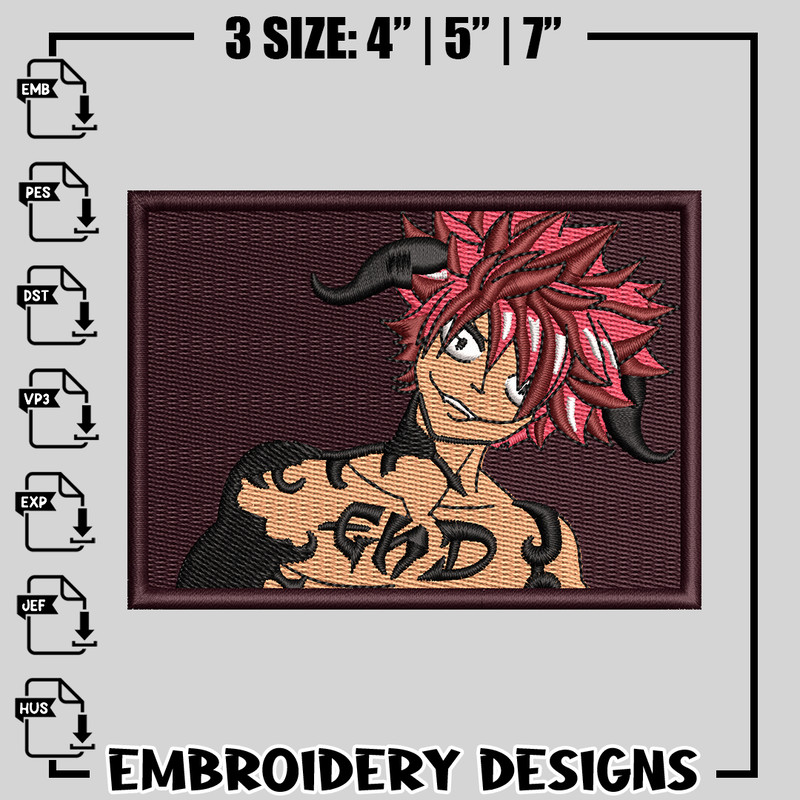 Natsu Dragneel nike embroidery design