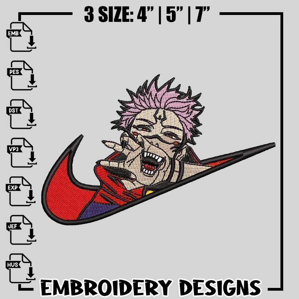 Sukuna nike embroidery design